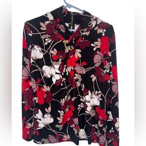 Liz Claiborne Black and Red Floral Blouse
